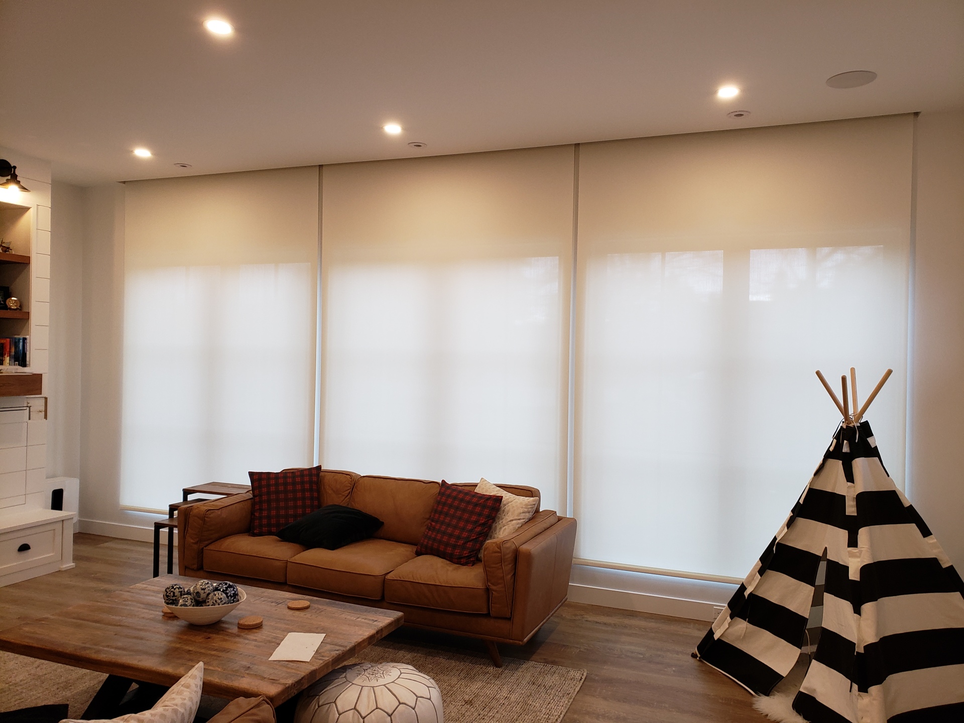 Maple Ridge Lutron Recessed Motorized Roller Shades